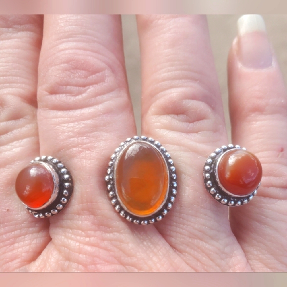 New Carnelian Adjustable Silver Knuckle 925 Silver Ring.